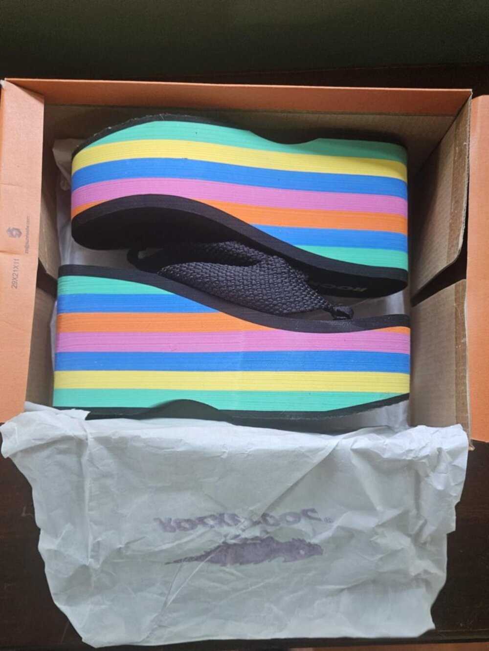 Rocket Dog Rainbow Flip Flop Platforms (worn once)